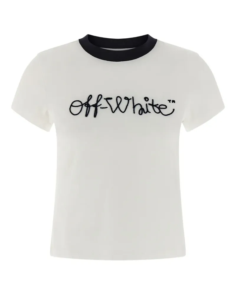 OFF-WHITE Script T-Shirt mit Logo-Stickerei - Weiß Weiß