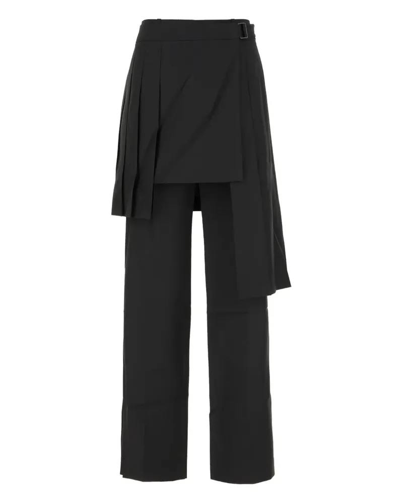 JUUN.J Gerade Hose mit Falten-Overlay - Schwarz Schwarz