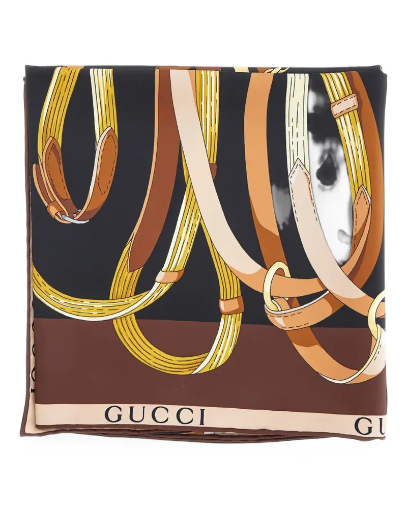 Gucci Seidenschal mit Gürtel-Print - Schwarz Schwarz