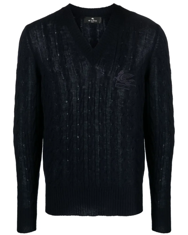 Etro Kaschmirpullover mit Logo-Stickerei - Blau Blau
