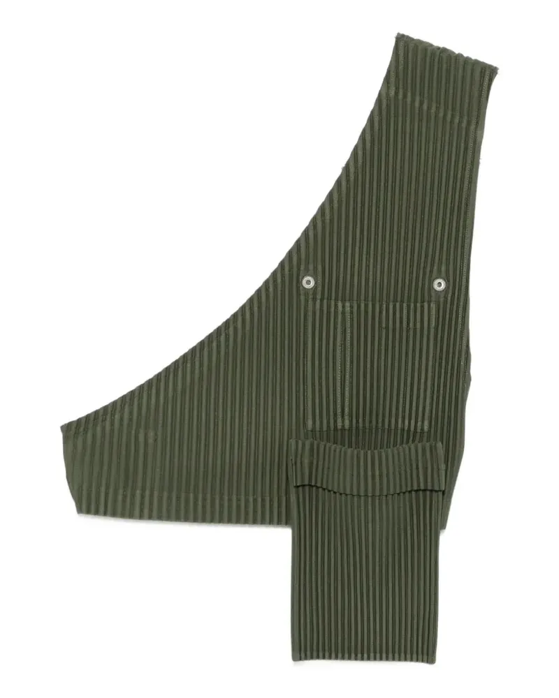 Issey Miyake pleated asymmetric T-shirt - Grün Grün