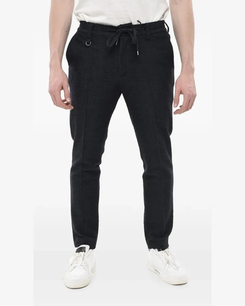 Paolo Pecora Milano tweed drawstring tapered trousers - Blau Blau