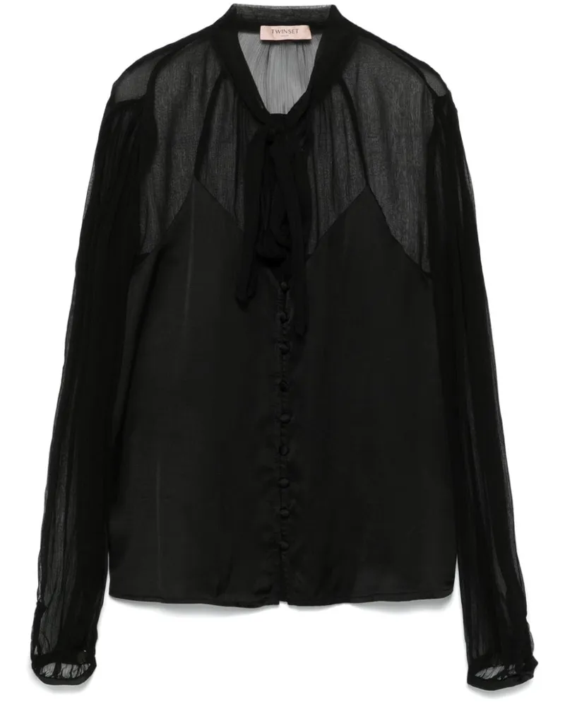 Twin-Set Klassische Satinbluse - Schwarz Schwarz