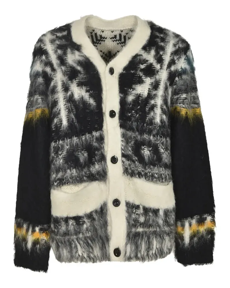 Sacai patterned pocket cardigan - Schwarz Schwarz