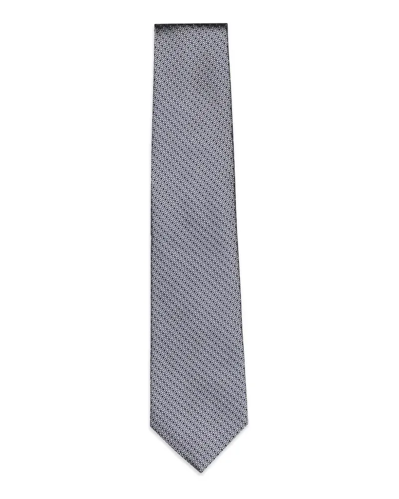 Isaia geometric-pattern silk tie - Grau Grau