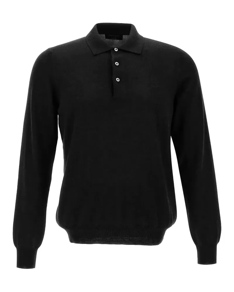 Gran Sasso Geknöpfter Polo-Pullover - Schwarz Schwarz