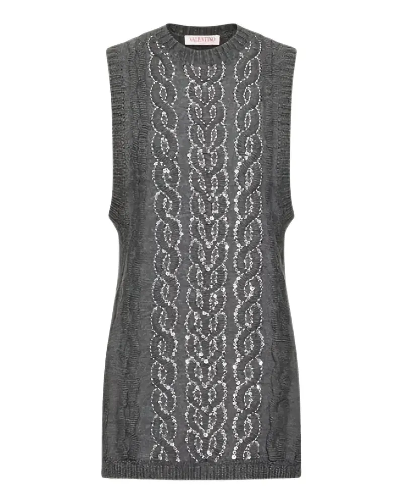 Valentino Garavani sequin-embellished cable-knit sweater vest - Grau Grau