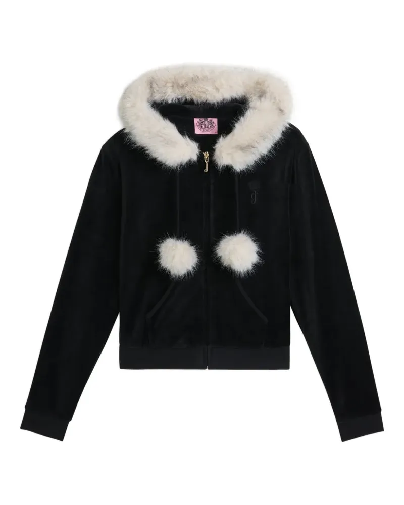 Juicy Couture Hoodie mit Faux-Fur-Besatz - Schwarz Schwarz