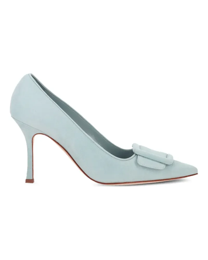 Manolo Blahnik buckle-detail suede pumps - Blau Blau