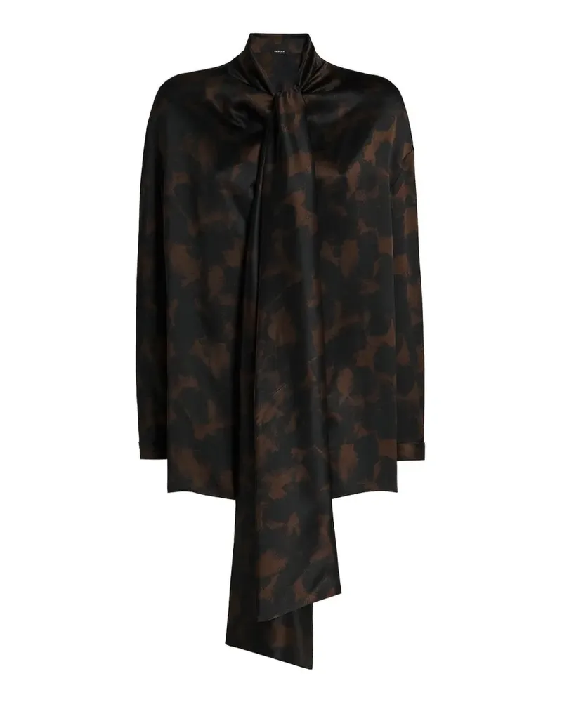 Kiton Hemd mit abstraktem Print mit Schalkragen - Schwarz Schwarz