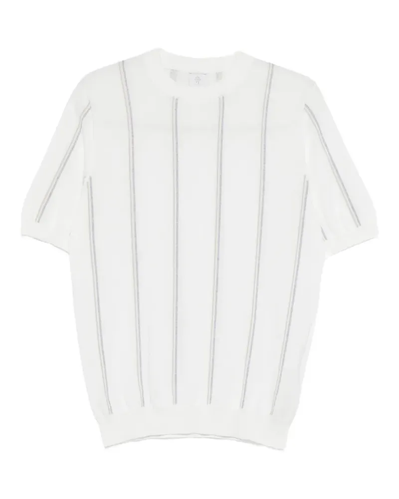 Eleventy Gestreifter Pullover mit rundem Ausschnitt - Nude Nude