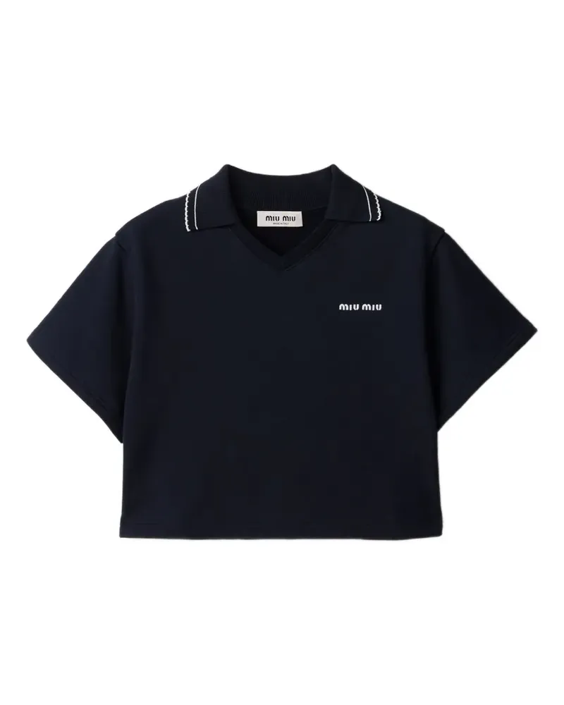 Miu Miu cropped cotton-fleece sweatshirt - Blau Blau