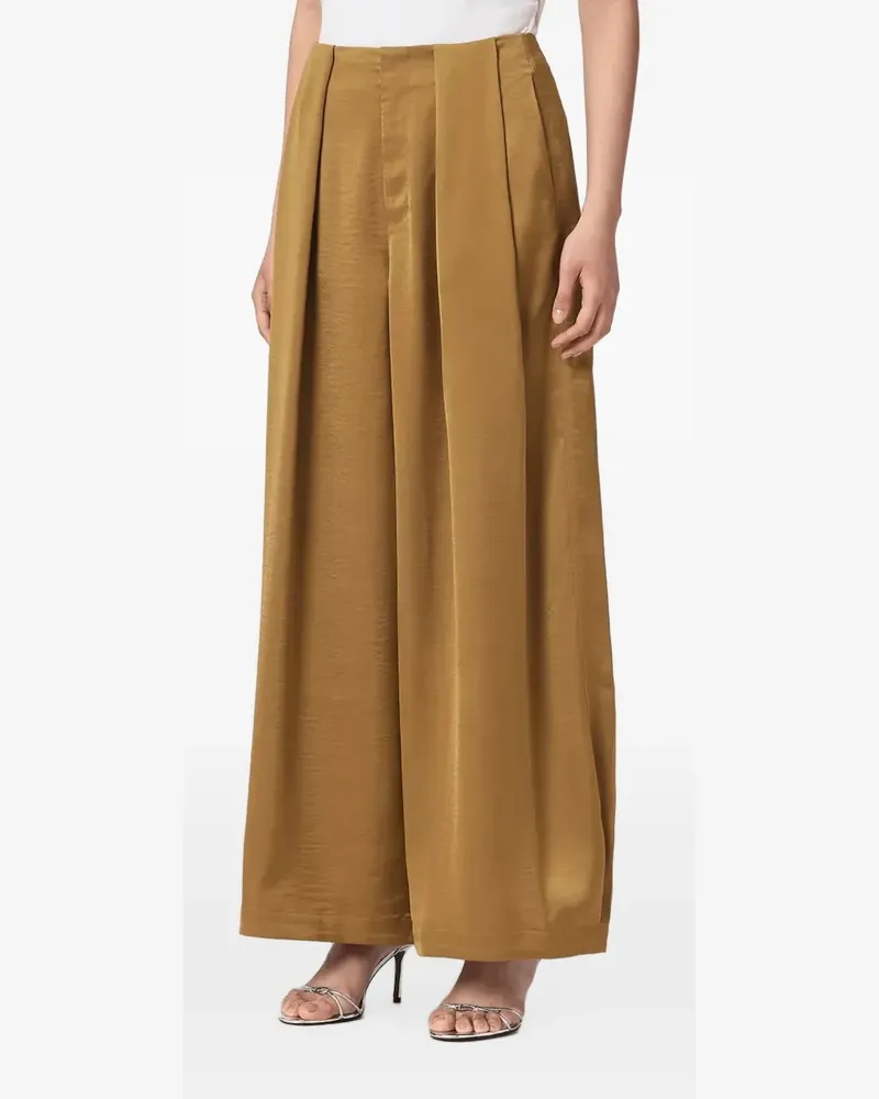 AllSaints Plissierte Palazzohose - Braun Braun