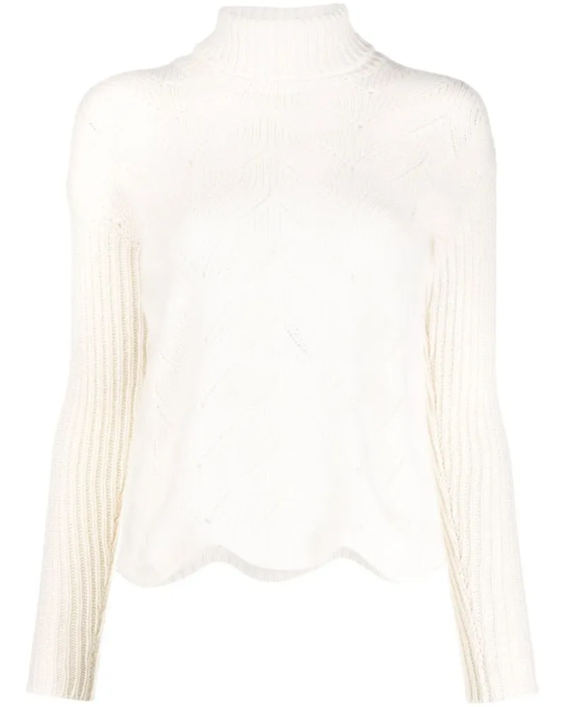 Liska Pullover in Pointelle-Strick - Weiß Weiß