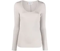 Geripptes Bikinioberteil - Grau
