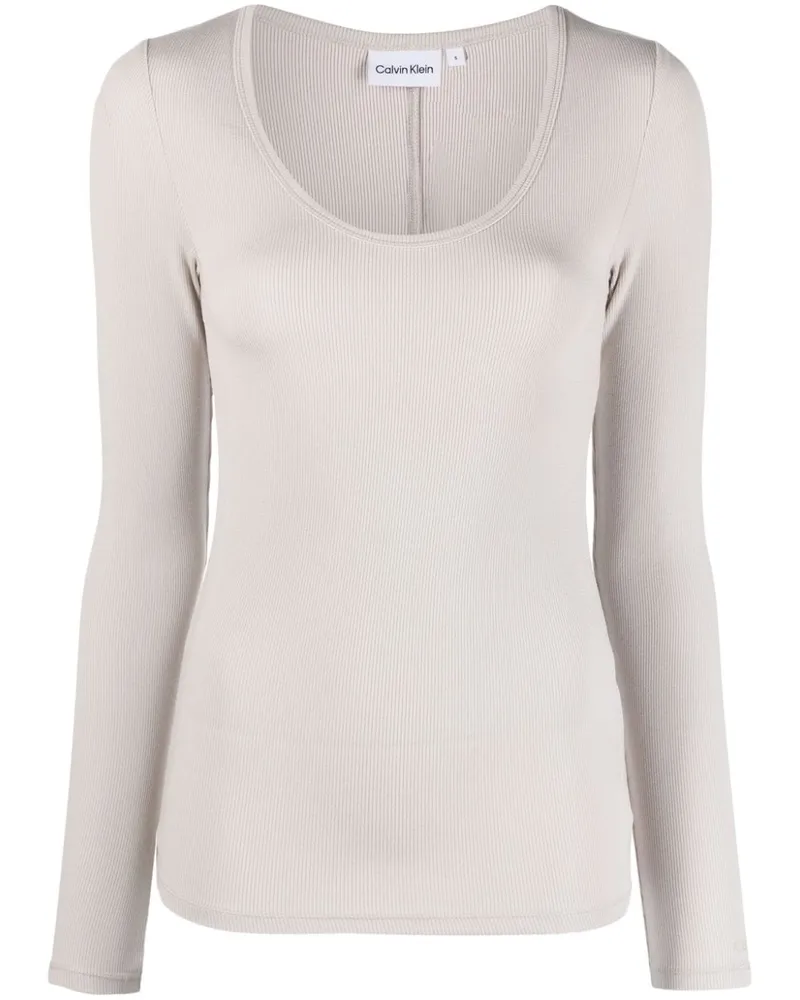 Calvin Klein Geripptes Bikinioberteil - Grau Grau
