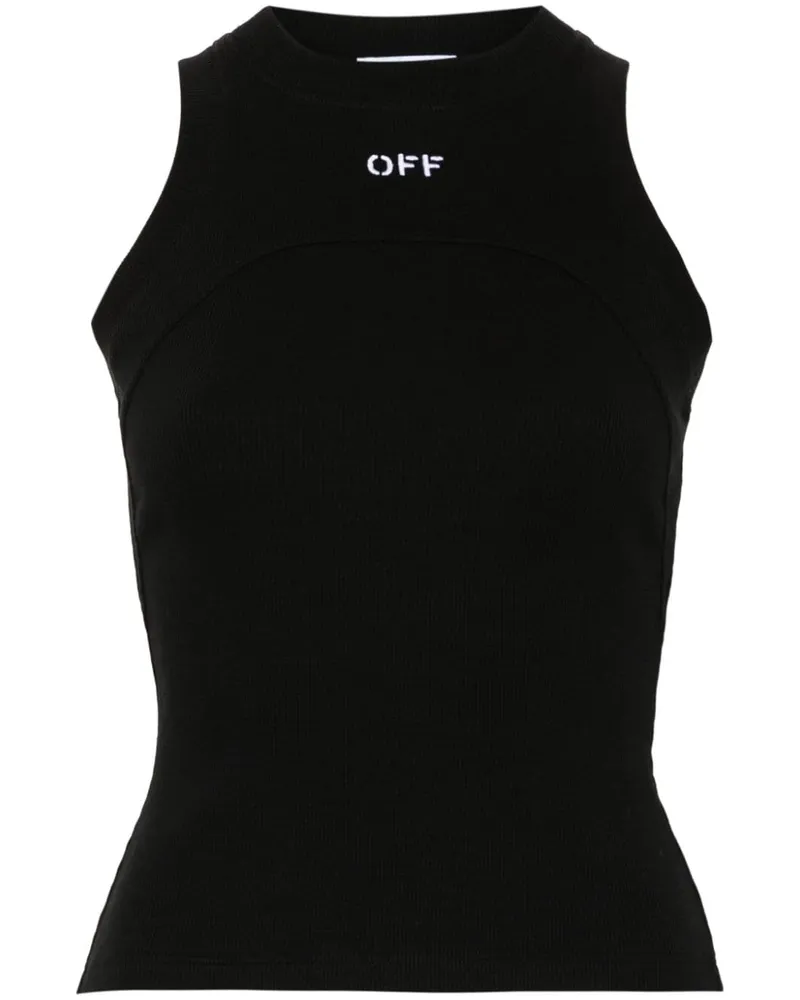 OFF-WHITE Geripptes Trägershirt mit Logo - Schwarz Schwarz