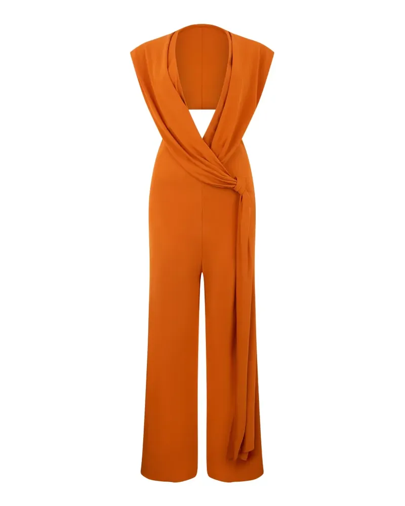Alberta Ferretti Jumpsuit mit V-Ausschnitt - Orange Orange