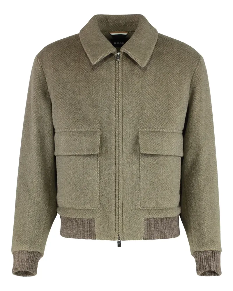 HUGO BOSS herringbone bomber jacket - Grün Grün