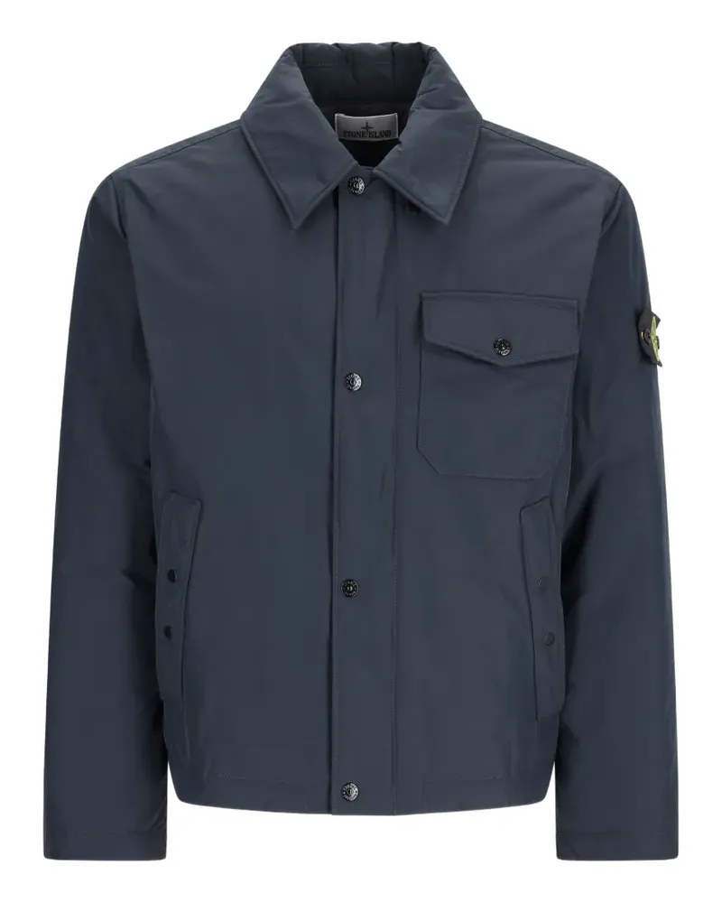 Stone Island logo-patch button-up jacket - Blau Blau