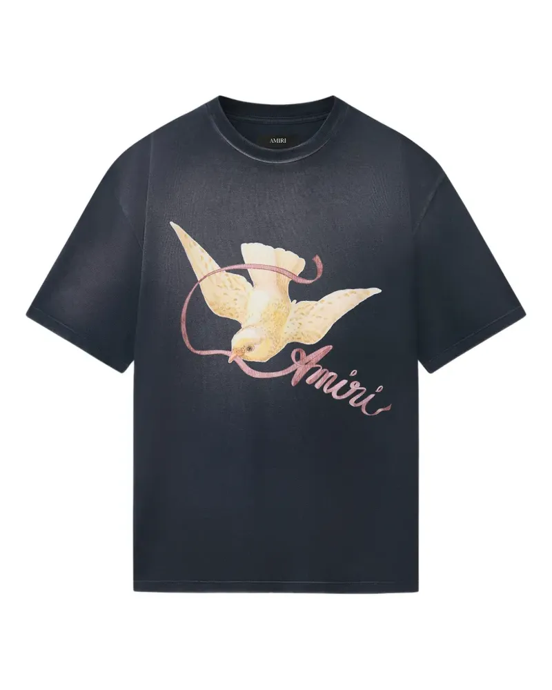 Amiri Oversized-T-Shirt mit Vogel-Print - Schwarz Schwarz