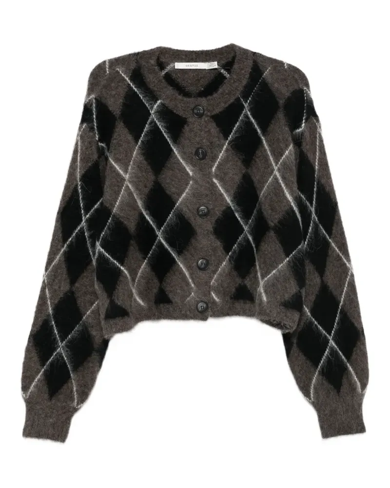 Gestuz argyle-knit alpaca cardigan - Grau Grau