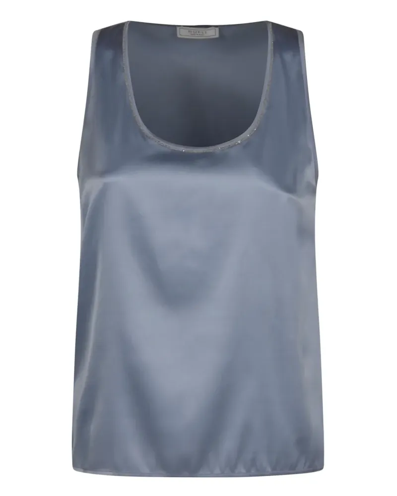 Peserico Satintop mit rundem Ausschnitt - Blau Blau