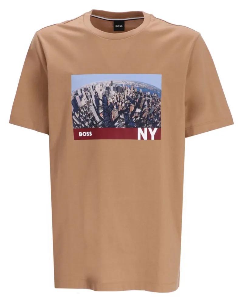 HUGO BOSS T-Shirt mit grafischem Print - Braun Braun