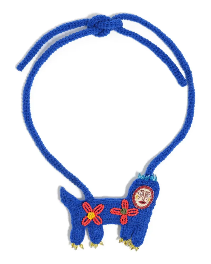 BIMBA Y LOLA Gehäkelte Halskette mit Blumenstickerei - Blau Blau