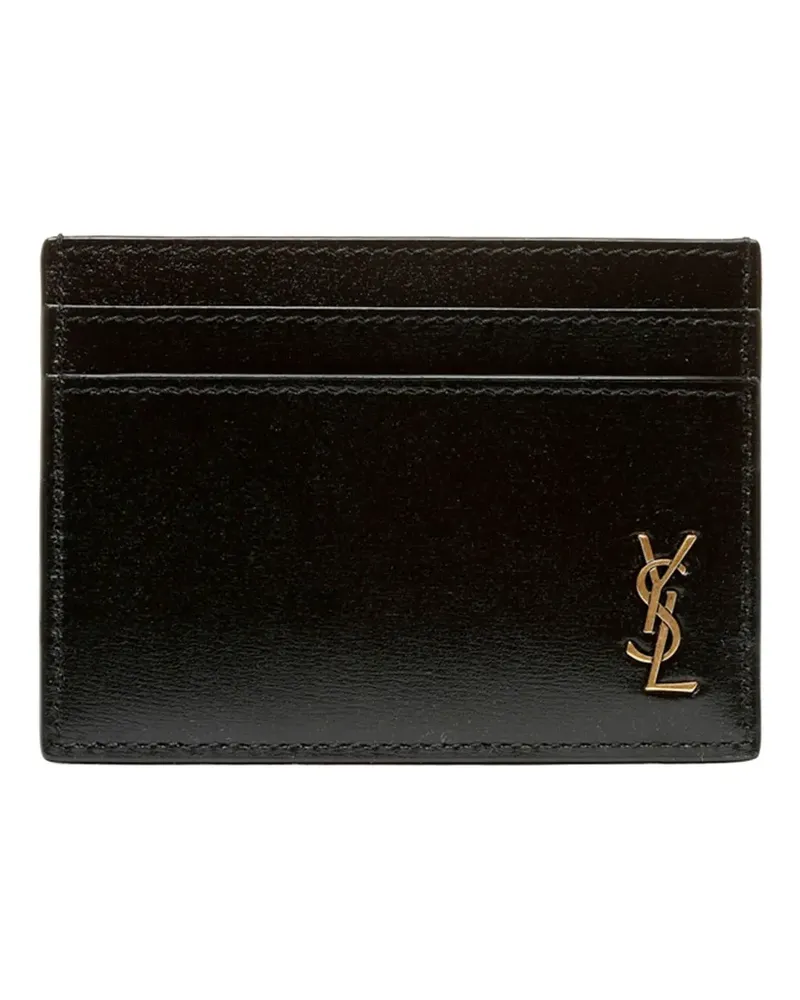 Saint Laurent Cassandre metal-logo leather card holder - Schwarz Schwarz
