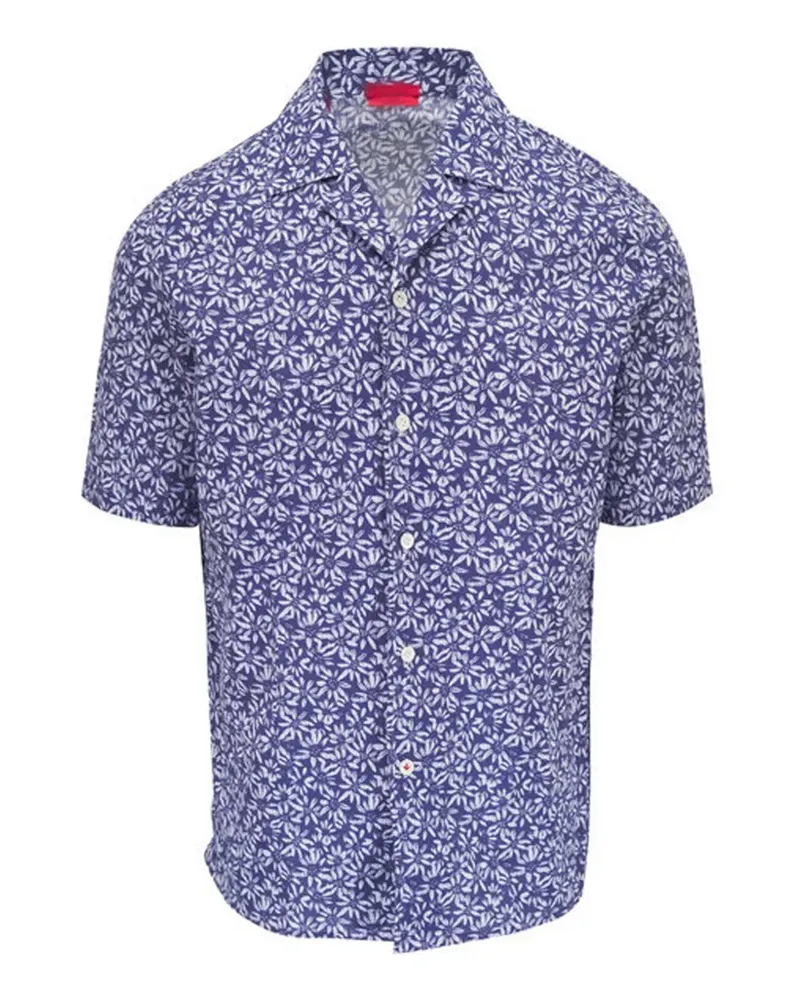 Isaia floral short-sleeve shirt - Blau Blau