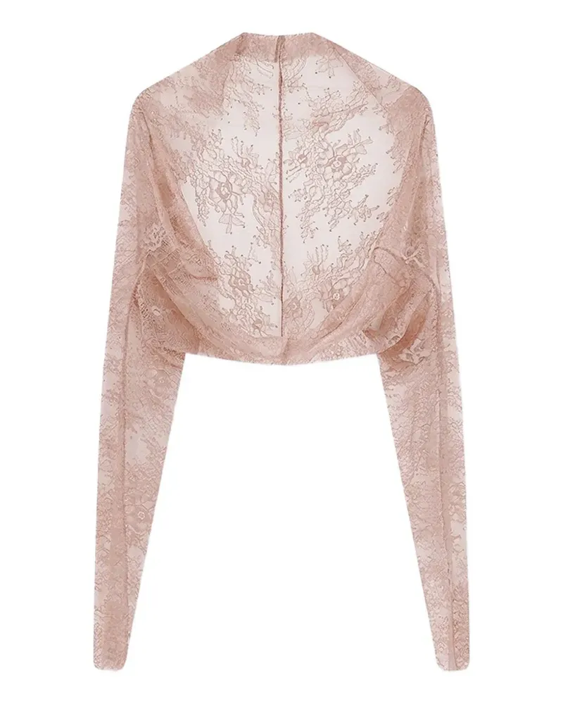 Alberta Ferretti Cropped-Jacke mit Spitze - Rosa Rosa