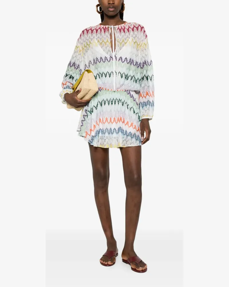 Missoni zigzag tie mini dress - Weiß Weiß