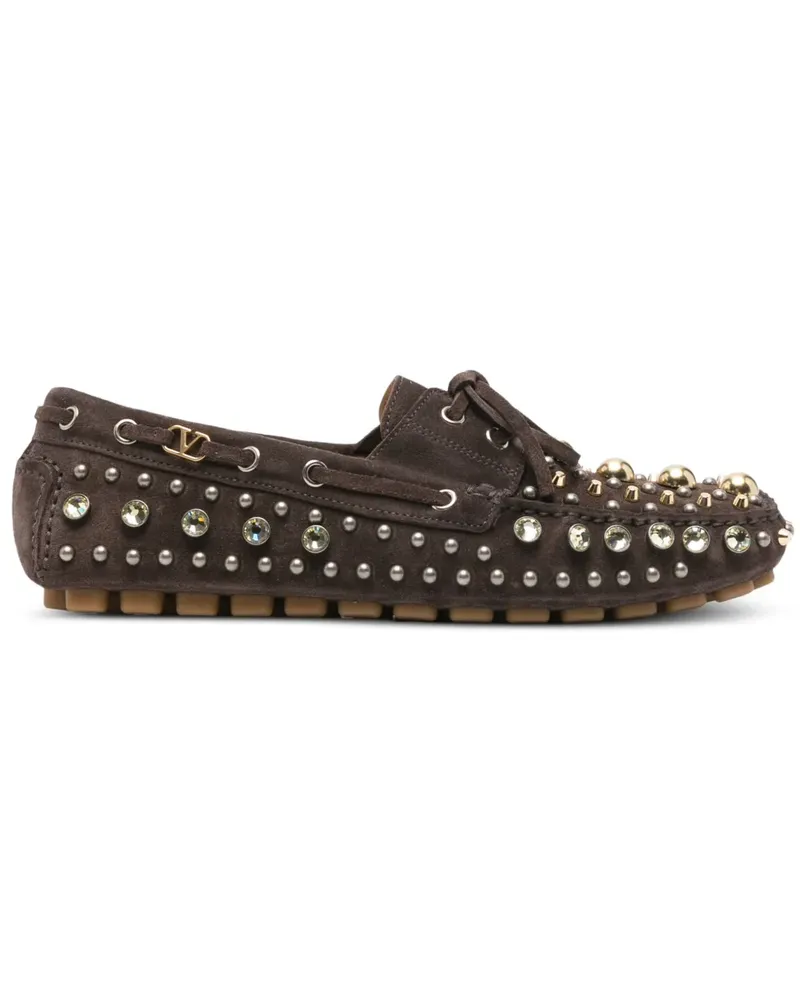 Valentino Garavani Wildleder-Segelschuhe mit Nieten - Braun Braun