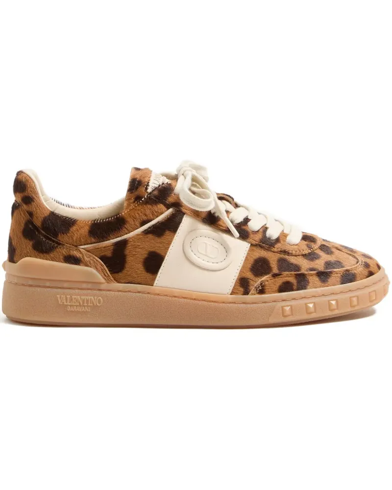 Valentino Garavani Upvillage animalier-print calfskin sneakers - Braun Braun