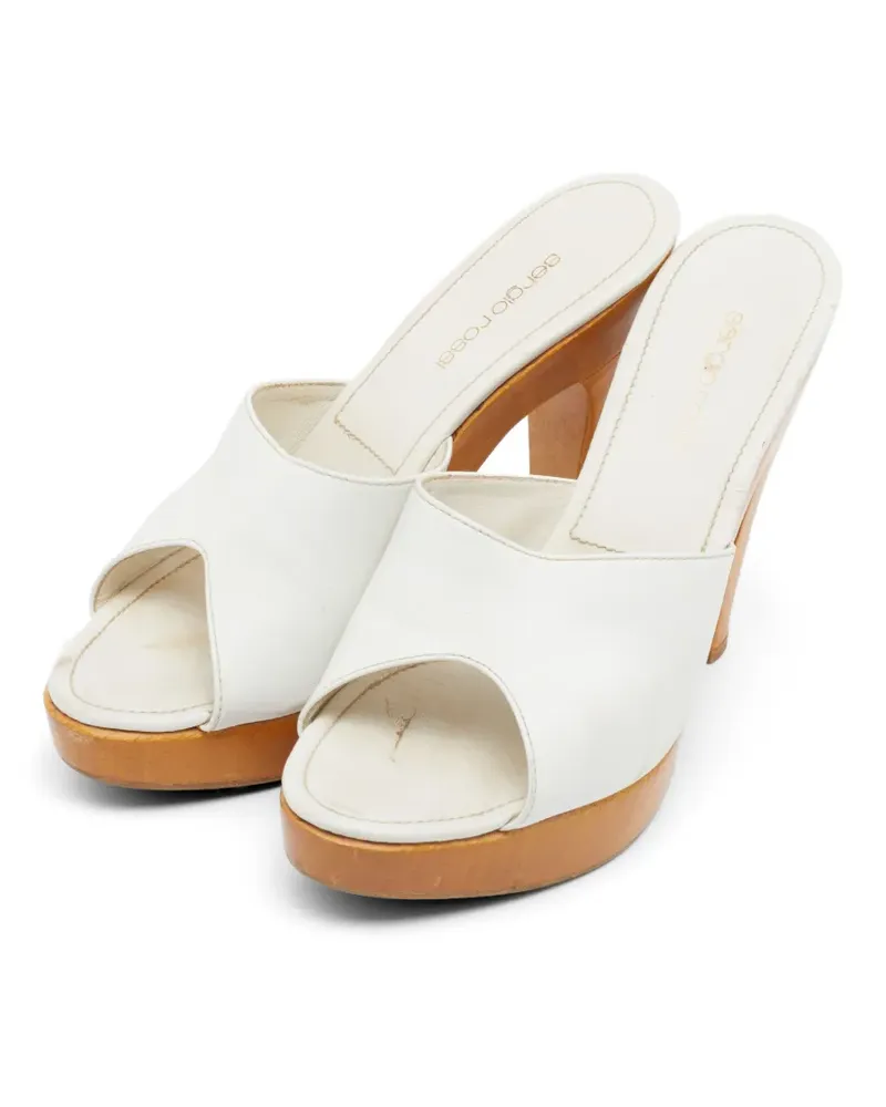 Sergio Rossi wooden platform sandals - Weiß Weiß