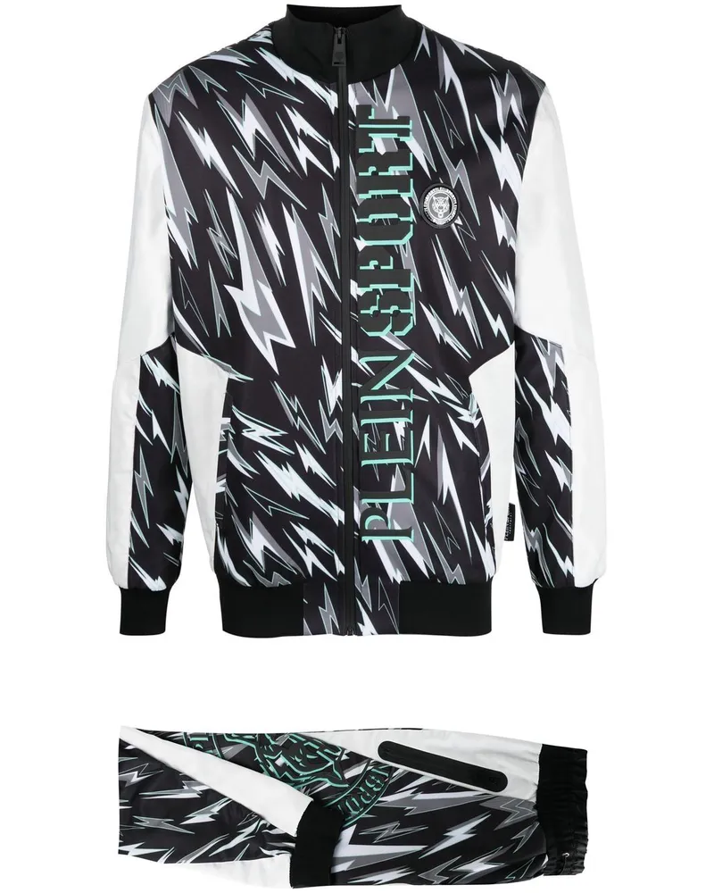 Philipp Plein Jogginganzug mit Blitz-Print - Schwarz Schwarz