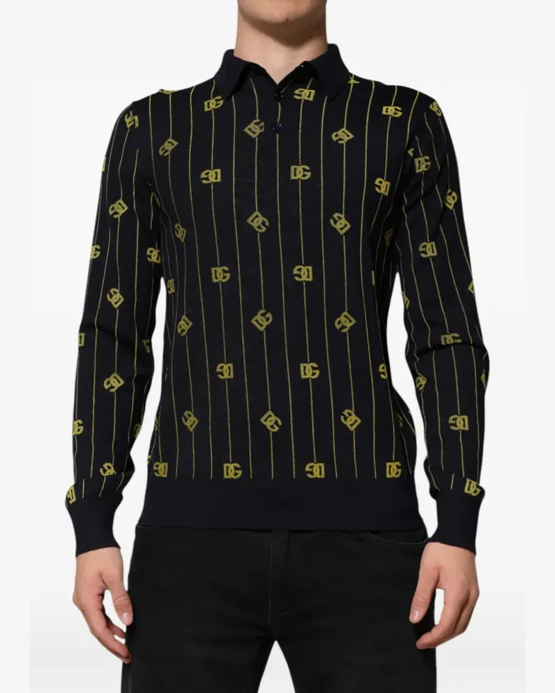 Dolce & Gabbana Pullover mit Poloshirtkragen - Schwarz Schwarz