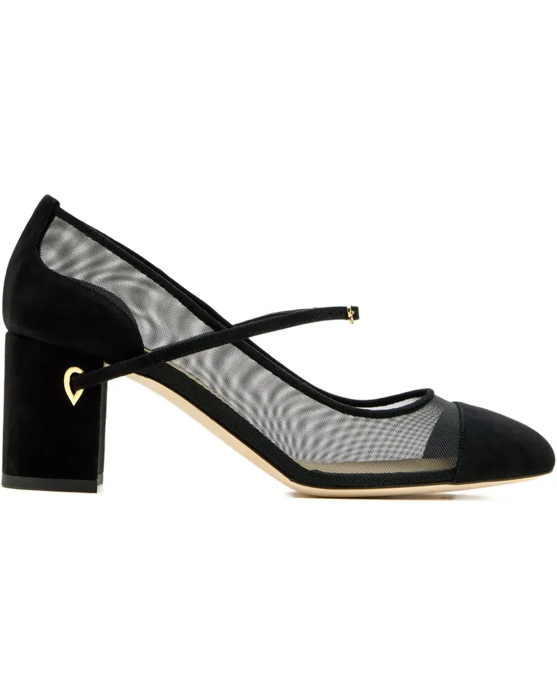 Jennifer Chamandi Paolo Wildleder-Pumps mit Mesh-Einsatz 65mm - Schwarz Schwarz