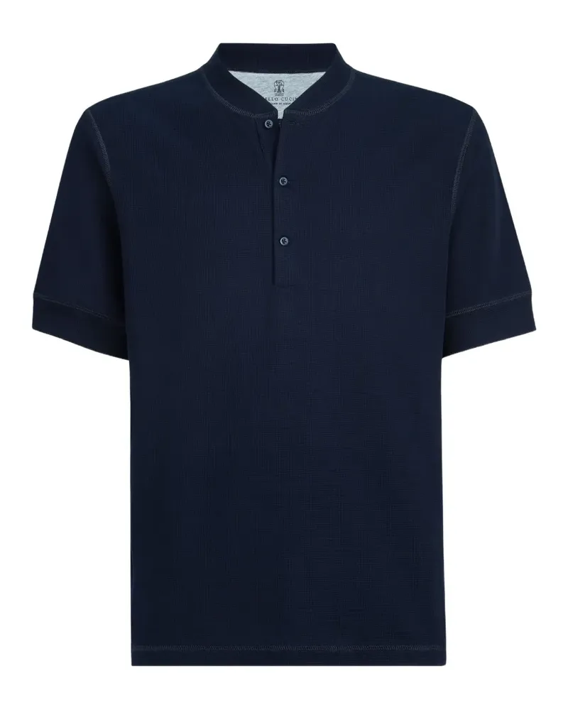 Brunello Cucinelli button-down short-sleeve polo shirt - Blau Blau