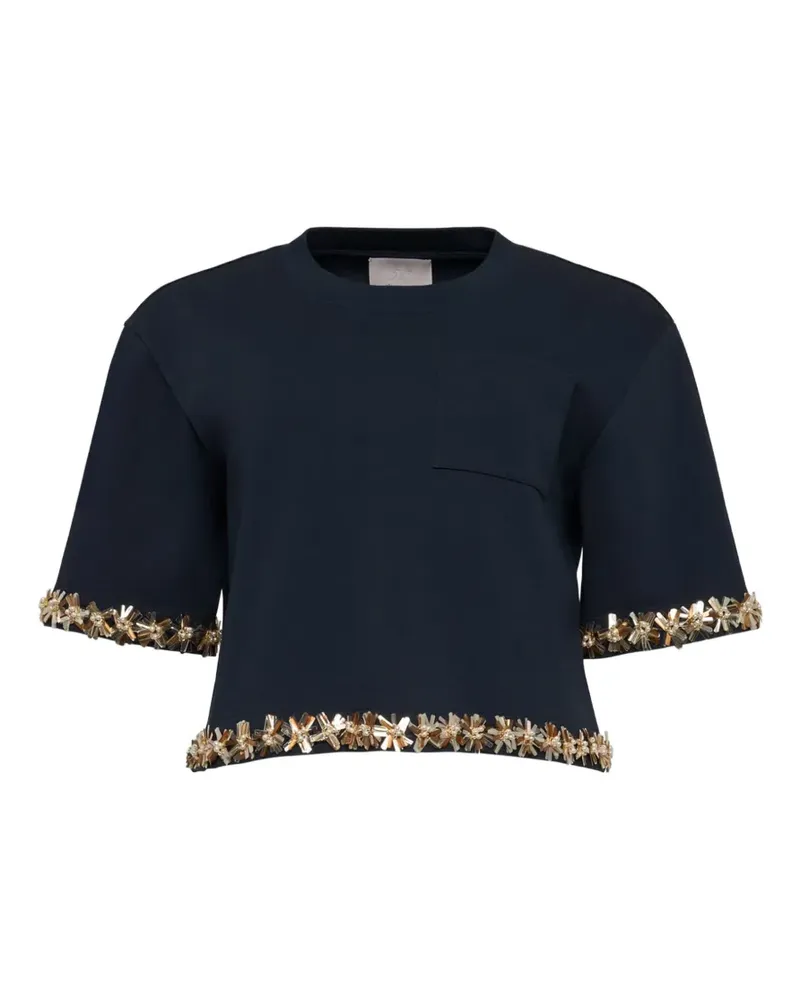 Cinq à Sept Sunflare embellished T-shirt - Blau Blau