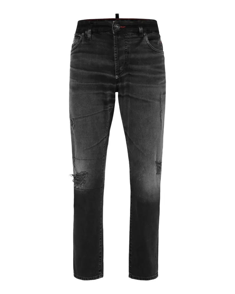 Philipp Plein Jeans in Distressed-Optik - Schwarz Schwarz