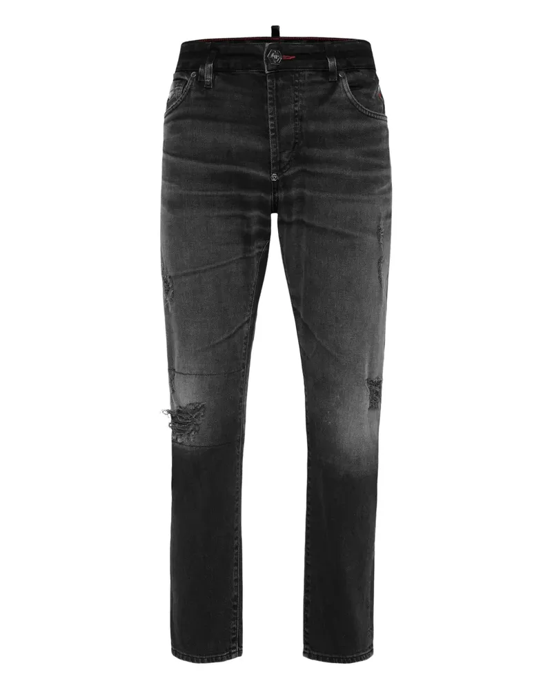 Philipp Plein Jeans in Distressed-Optik - Schwarz Schwarz