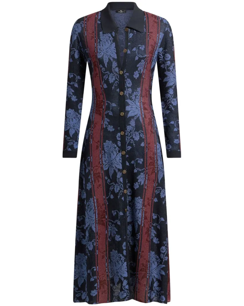 Etro Maxi-Cardigan mit Blumenjacquard - Blau Blau
