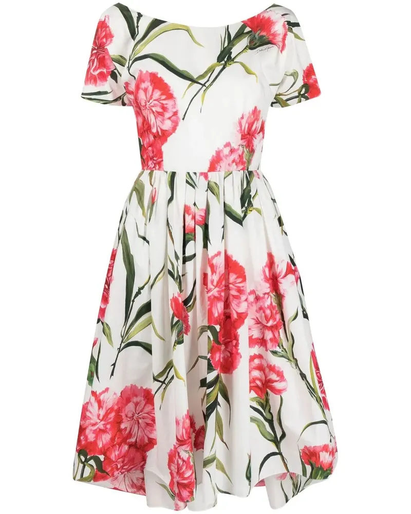 Dolce & Gabbana Kleid mit Blumenmuster - Weiß Weiß