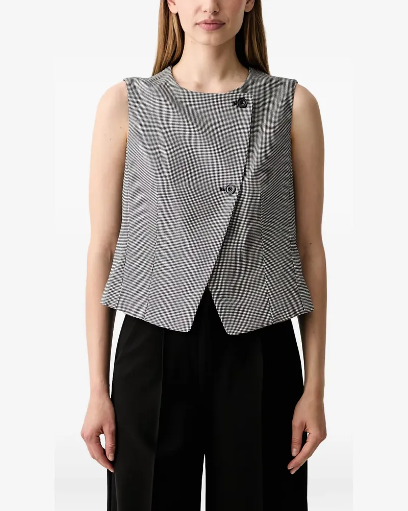 DKNY Gewickeltes Oberteil mit Hahnentrittmuster - Schwarz Schwarz
