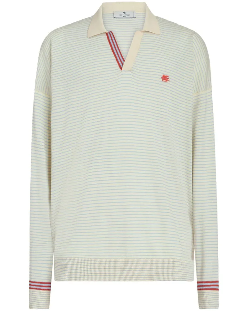 Etro Gestreiftes Pegaso Poloshirt - Nude Nude