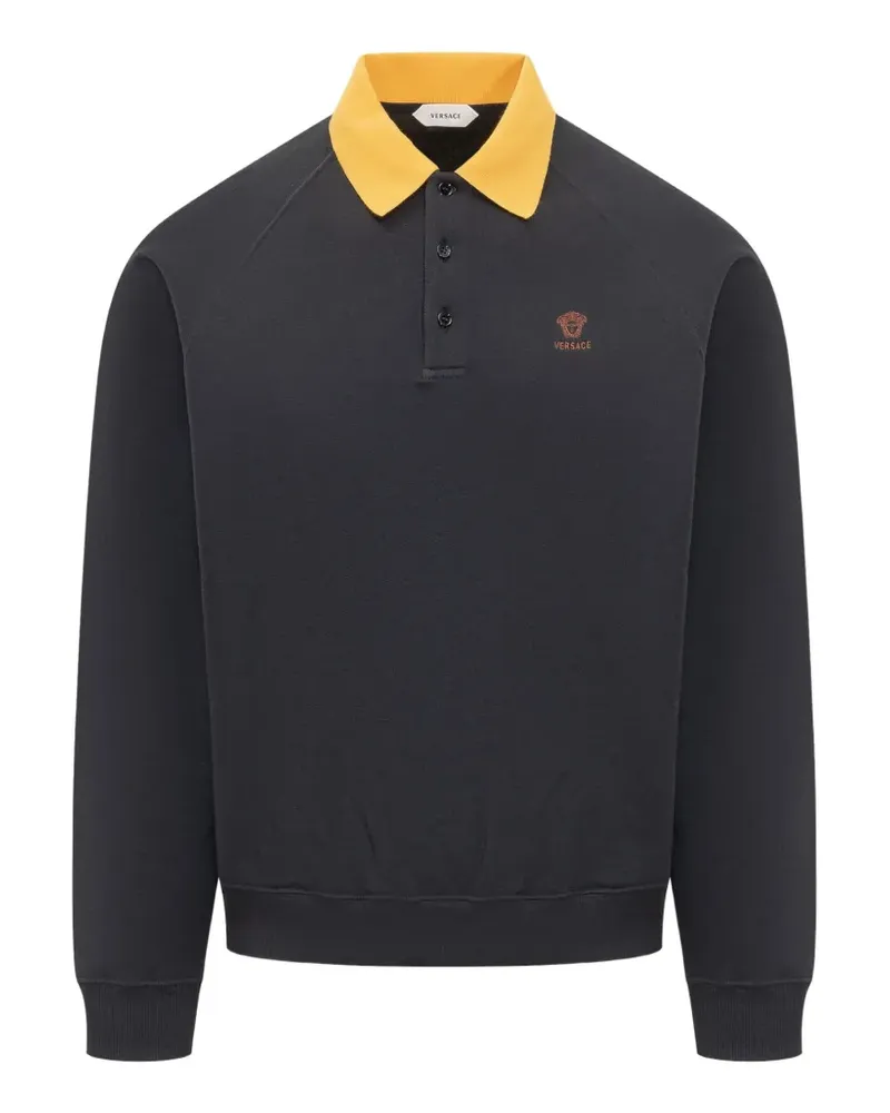 Versace logo-embroidered polo shirt - Schwarz Schwarz