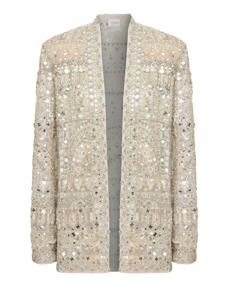 Zuhair Murad sequin-embellished bead-detailed jacket - Nude Nude