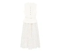 Midikleid mit Polka Dots - Nude